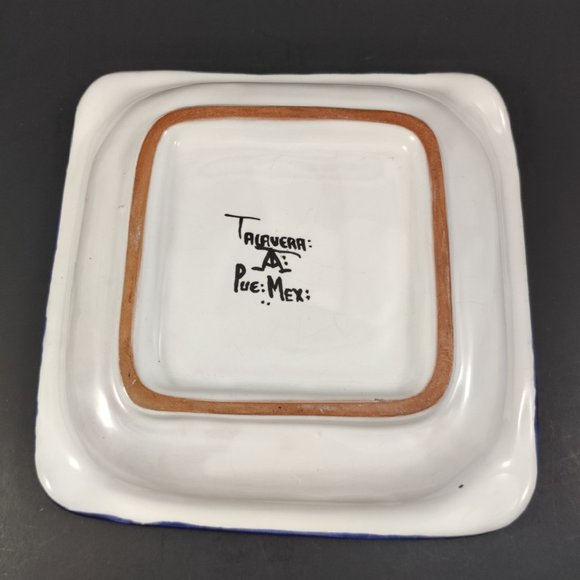 Talavera Square Hand Painted Mexican Vintage Dish Plate - Picture 4 of 8